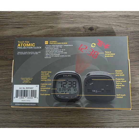 Explore Scientific RDC-3006 Touch Key Atomic Projection Clock. NIB - Picture 3 of 9